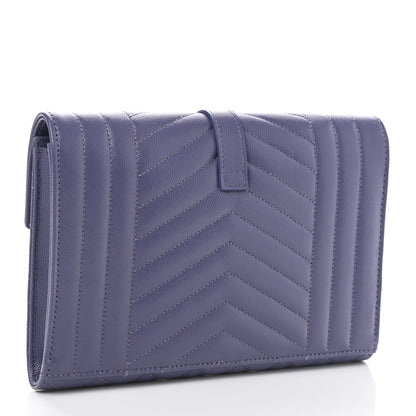 Saint Laurent Grain De Poudre Textured Mixed Matelasse Triquilt Monogram Clutch Dark Wisteria 3 of 7