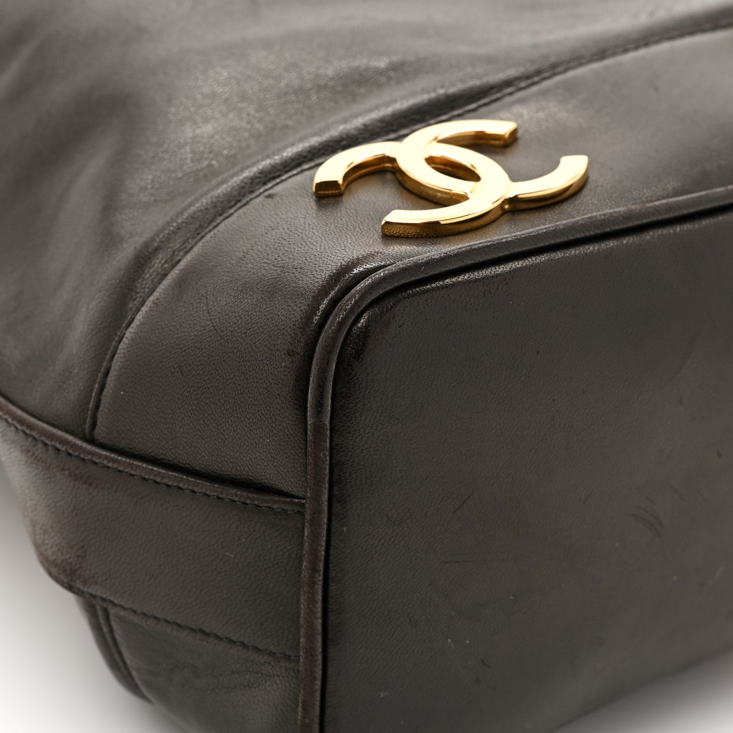 Lambskin CC Drawstring Shoulder Bag Black