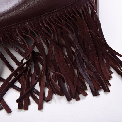 Saint Laurent Calfskin Large Fringe Shopping Tote Amaranto 20 of 35