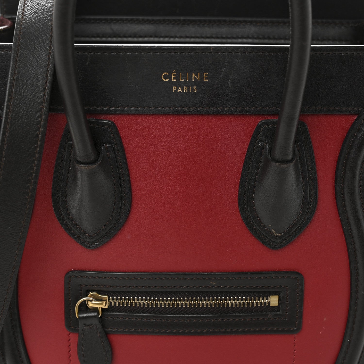 Celine Calfskin Bullhide Nano Tri-Color Luggage Bright Red 8 of 13