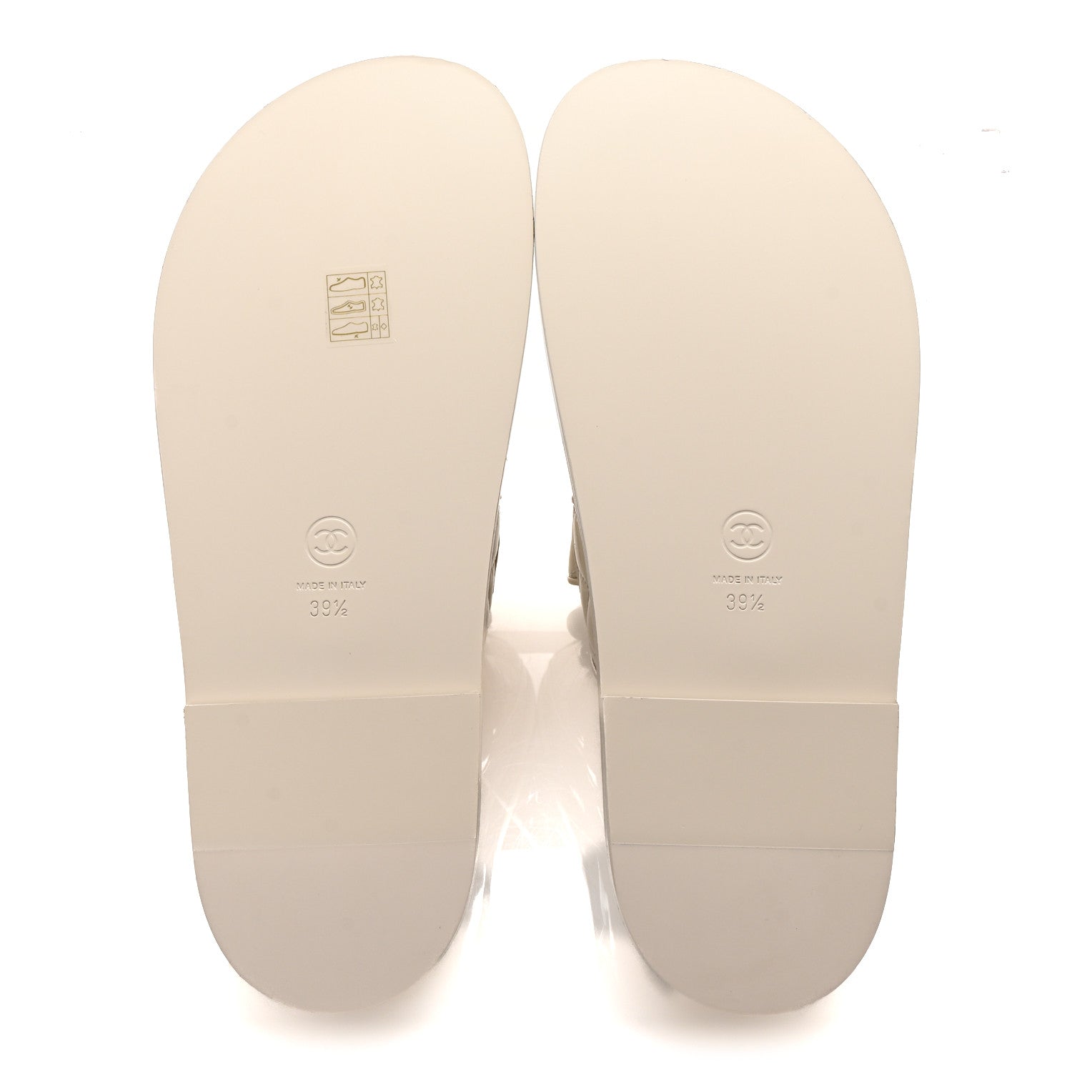 Chanel Shiny Calfskin Quilted Velcro Dad Pearl CC Slide Sandals 39.5 Light Beige 6 of 10