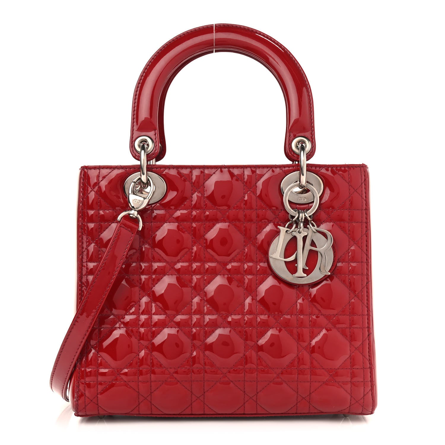 Christian Dior Patent Cannage Medium Lady Dior Red 1 of 11