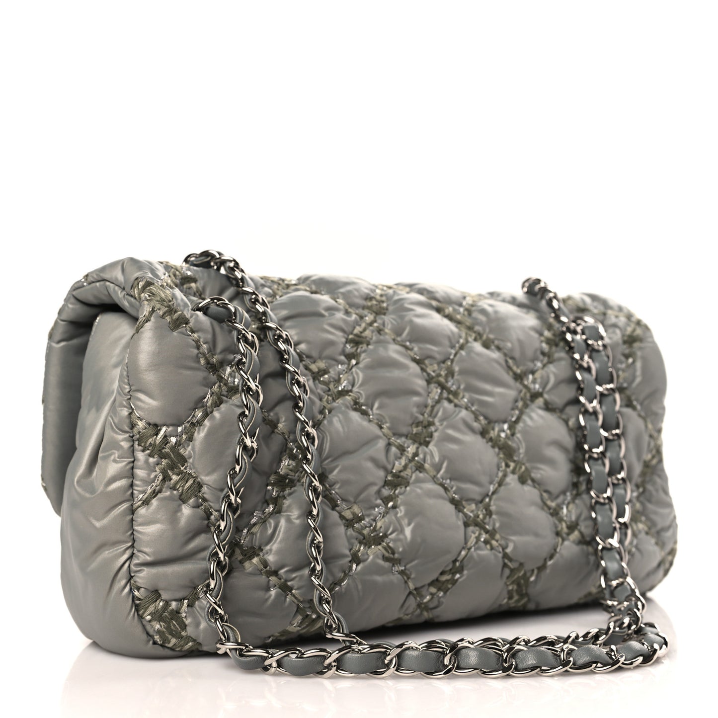 Nylon Quilted Medium Tweed on Stitch Bubble Flap Grey