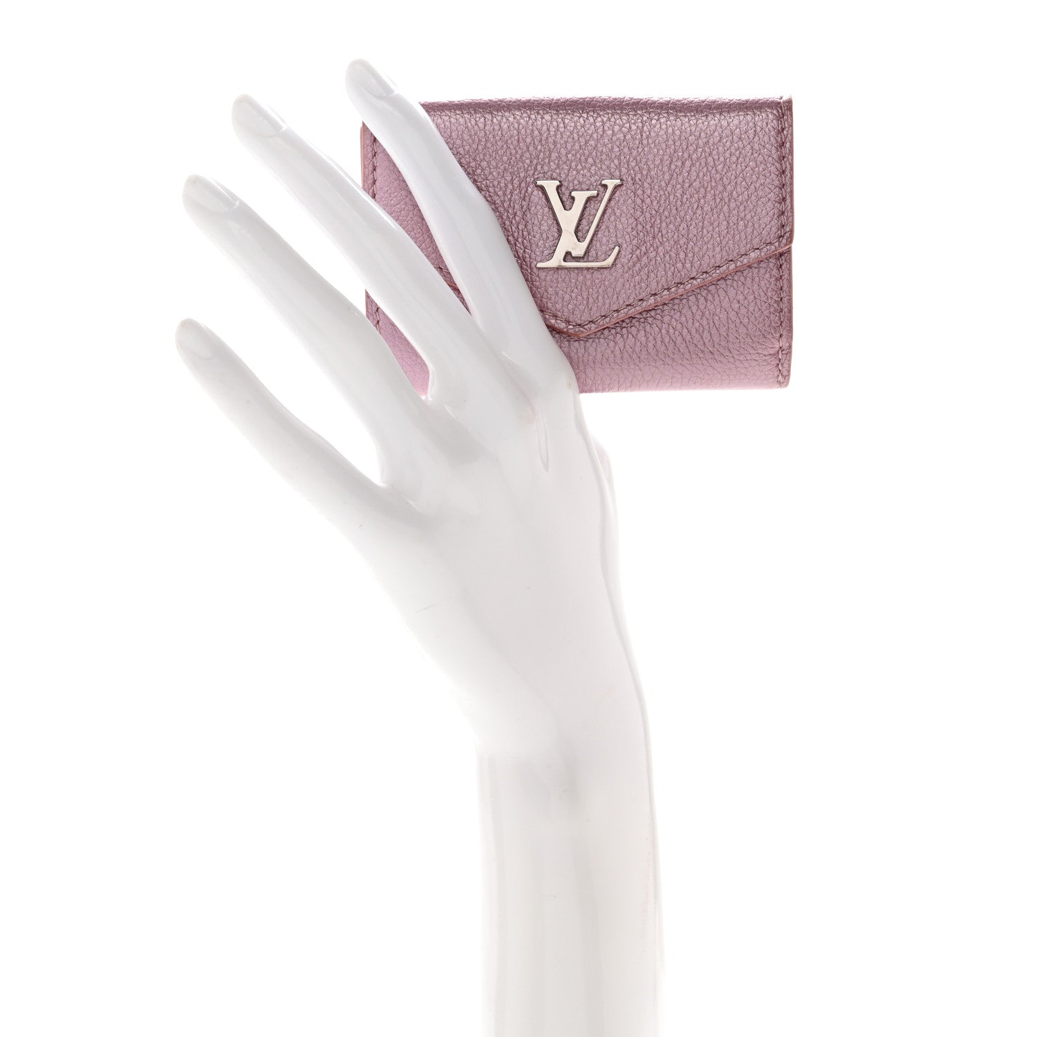 Louis Vuitton Metallic Calfskin Lockmini Wallet Pink 2 of 13