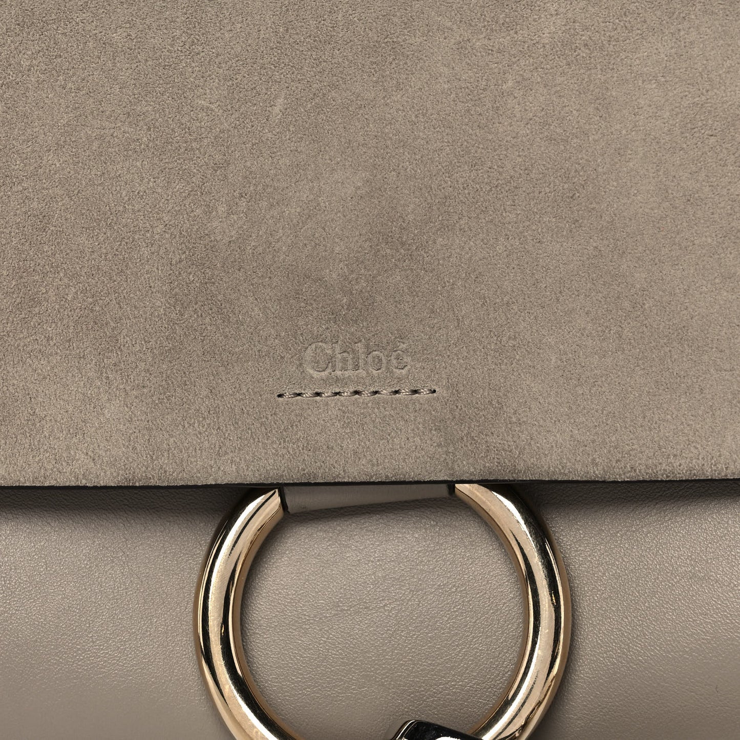 Suede Calfskin Small Faye Shoulder Bag Motty Grey