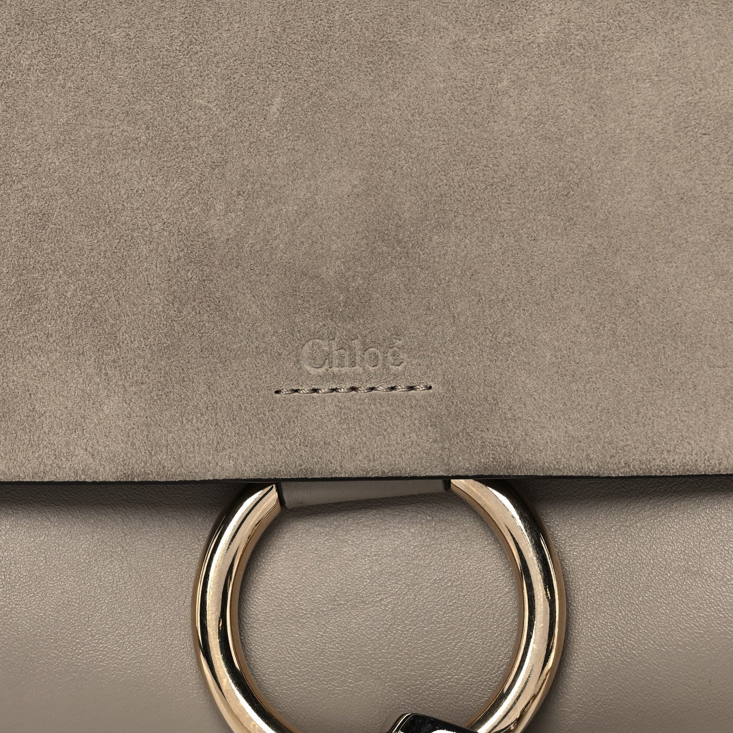Chloe Suede Calfskin Small Faye Shoulder Bag Motty Grey 7 of 12