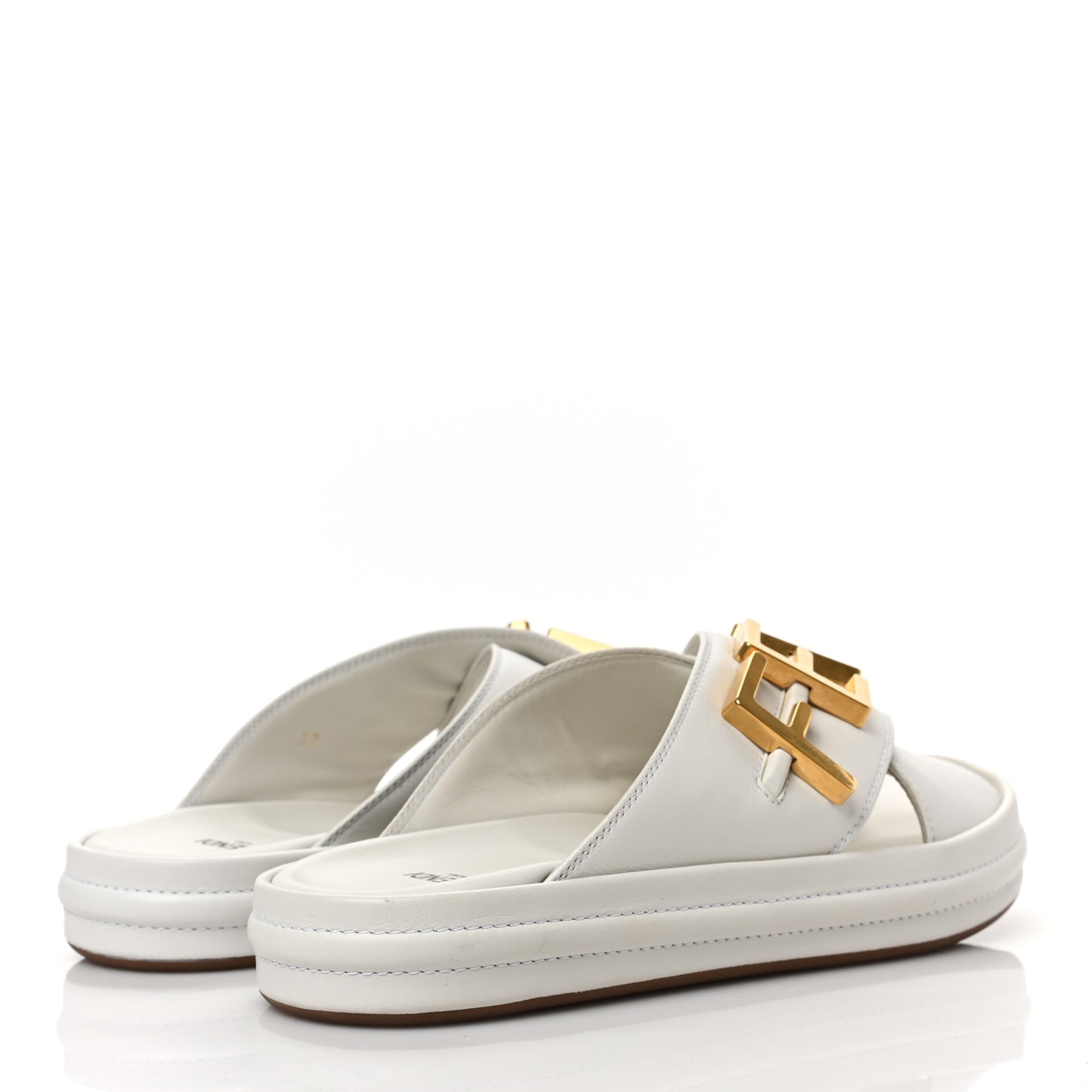 Vitello Womens Fendigraphy Slide Sandals 37 White Ice