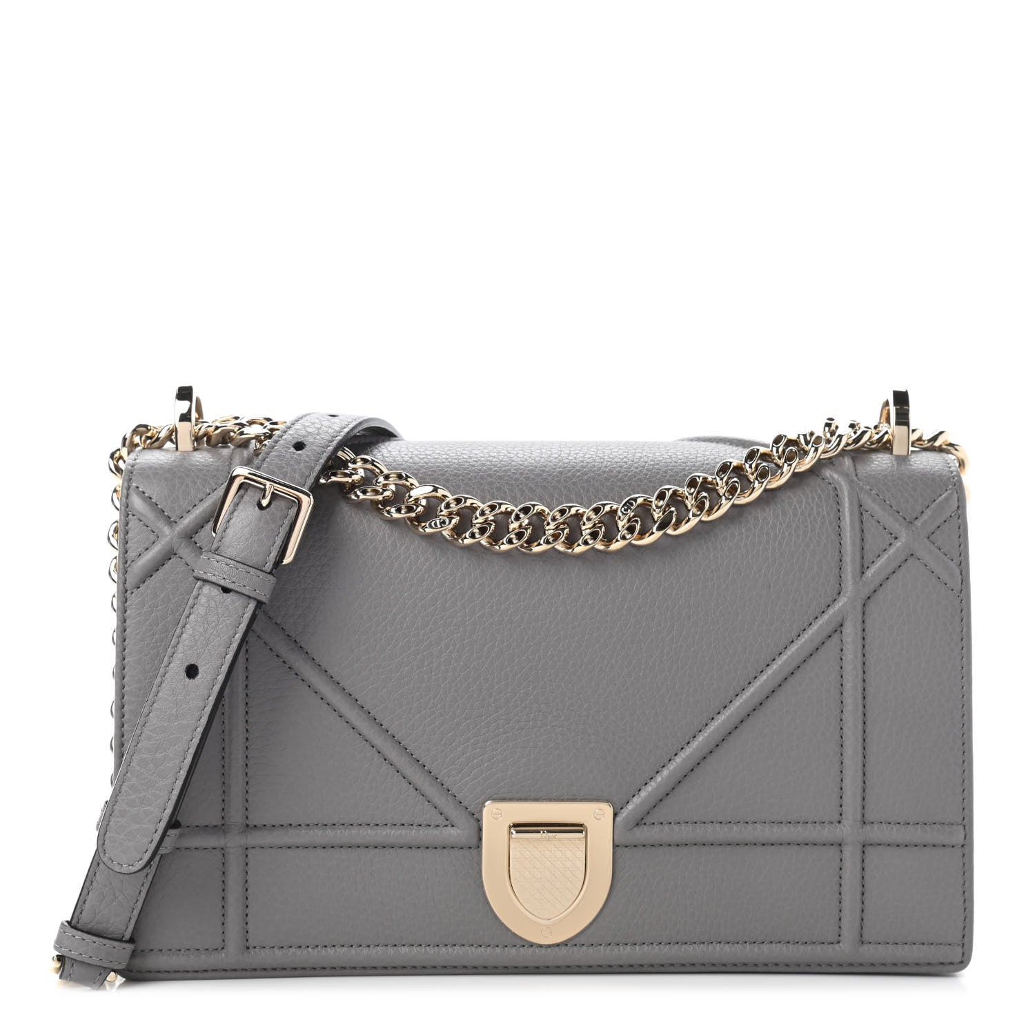 Christian Dior Grained Calfskin Medium Diorama Flap Bag Grey 1 of 8