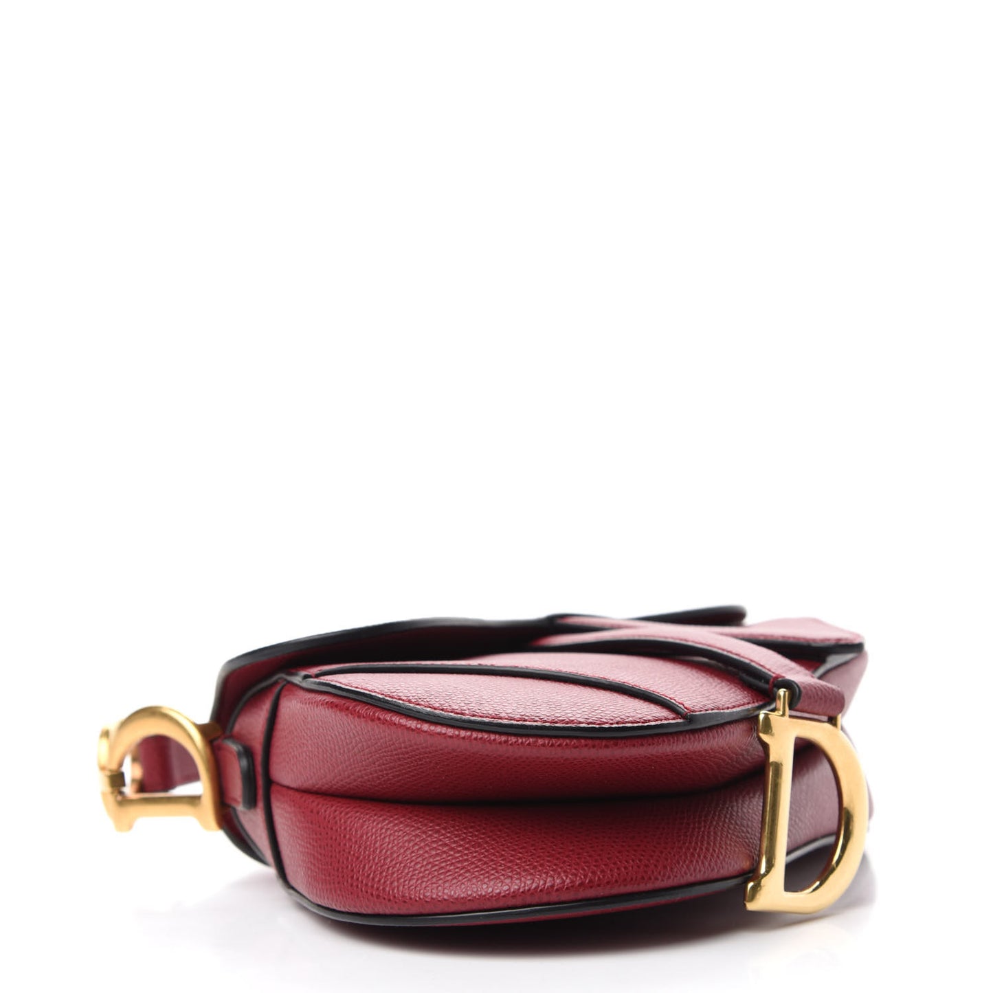 Grained Calfskin Mini Saddle Bag Red