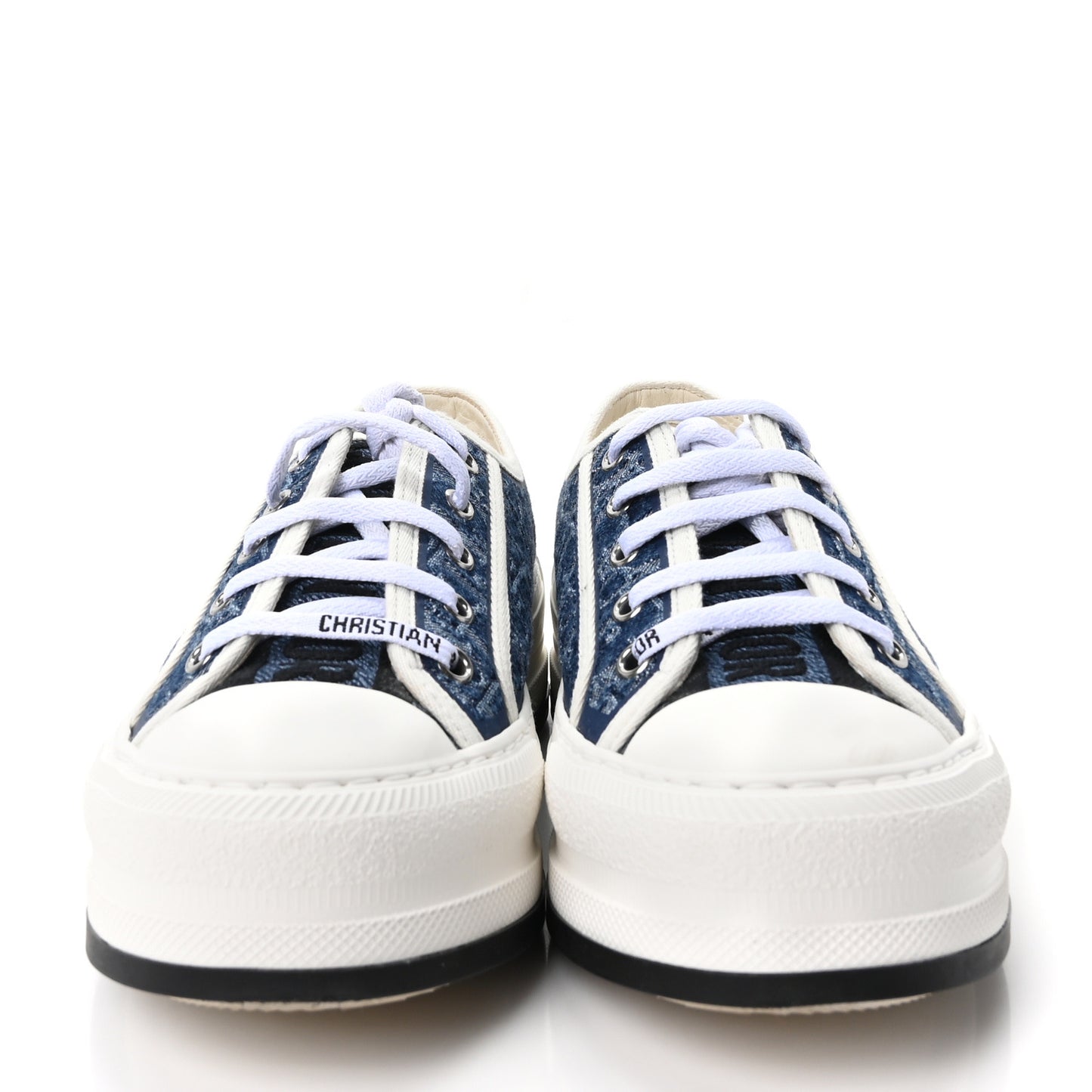 Denim Oblique Walk'N'Dior Low Top Sneakers 37.5 Blue