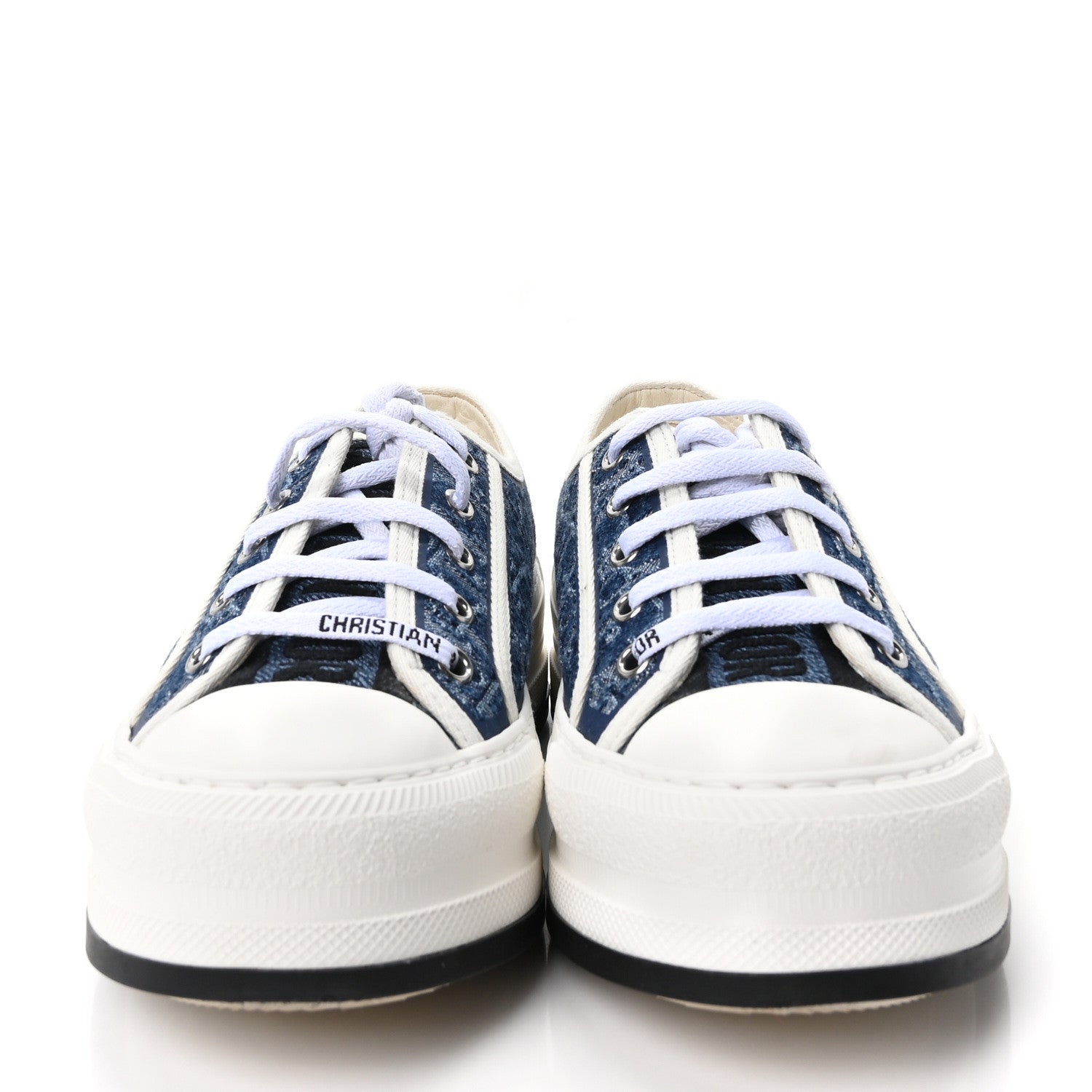 Christian Dior Denim Oblique Walk'N'Dior Low Top Sneakers 37.5 Blue 3 of 8