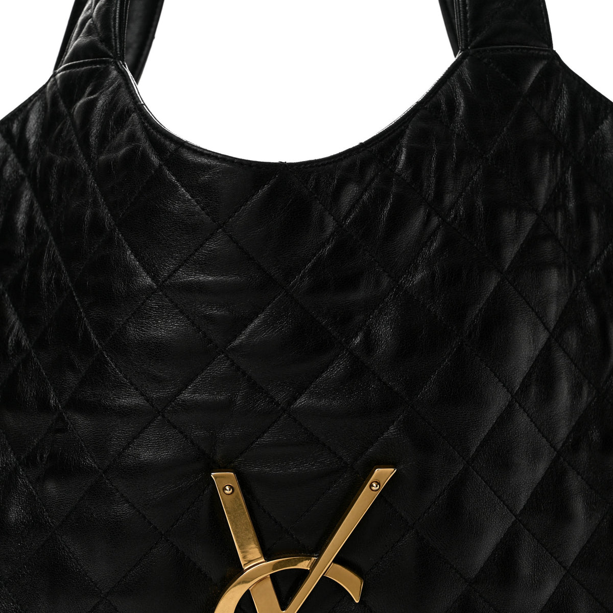 Lambskin Quilted Maxi Icare Shopping Tote Black