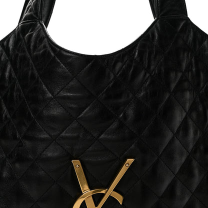 Saint Laurent Lambskin Quilted Maxi Icare Shopping Tote Black 9 of 14