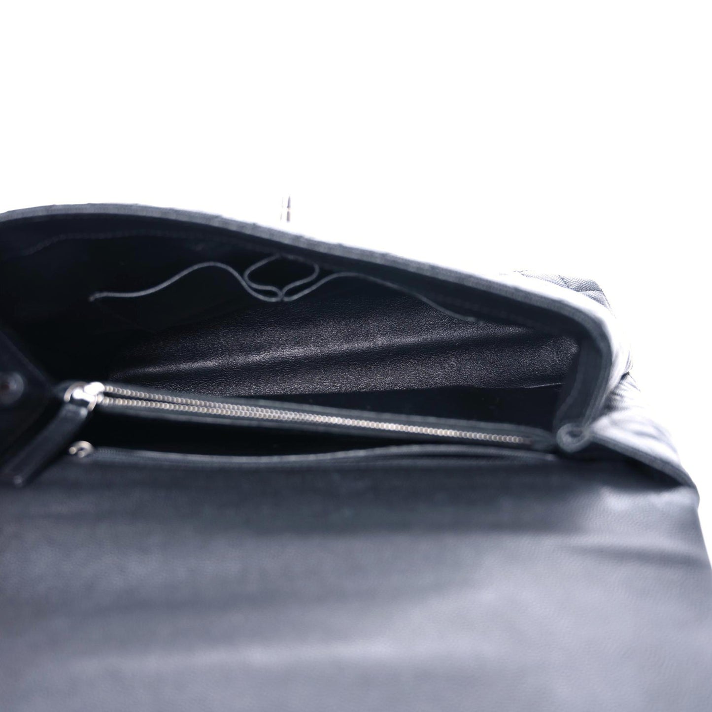 Caviar Lizard Quilted Large Coco Handle Flap Black