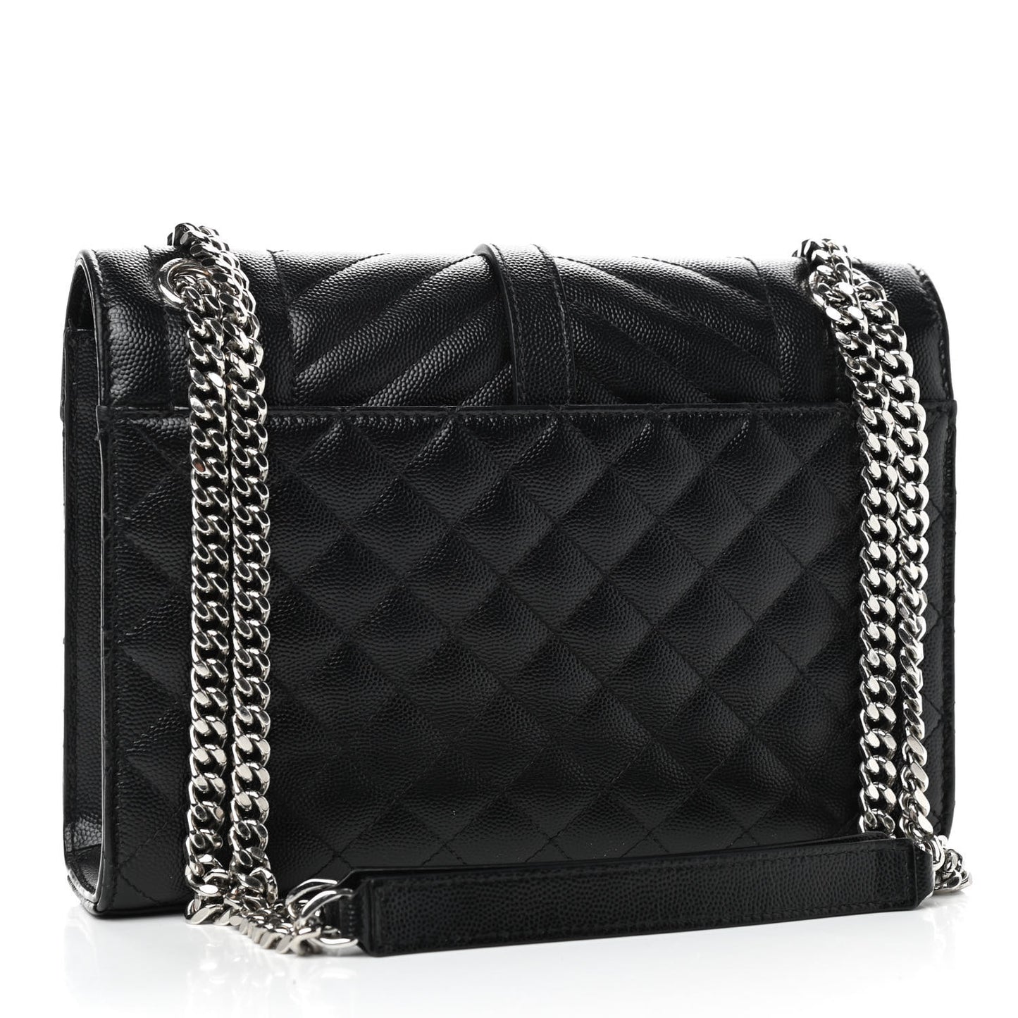 Grain De Poudre Textured Mixed Matelasse Triquilt Medium Monogram Satchel Black