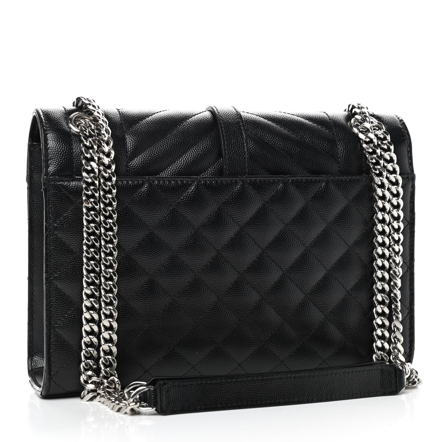 Saint Laurent Grain De Poudre Textured Mixed Matelasse Triquilt Medium Monogram Satchel Black 3 of 9