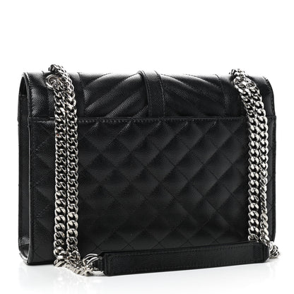 Saint Laurent Grain De Poudre Textured Mixed Matelasse Triquilt Medium Monogram Satchel Black 3 of 9