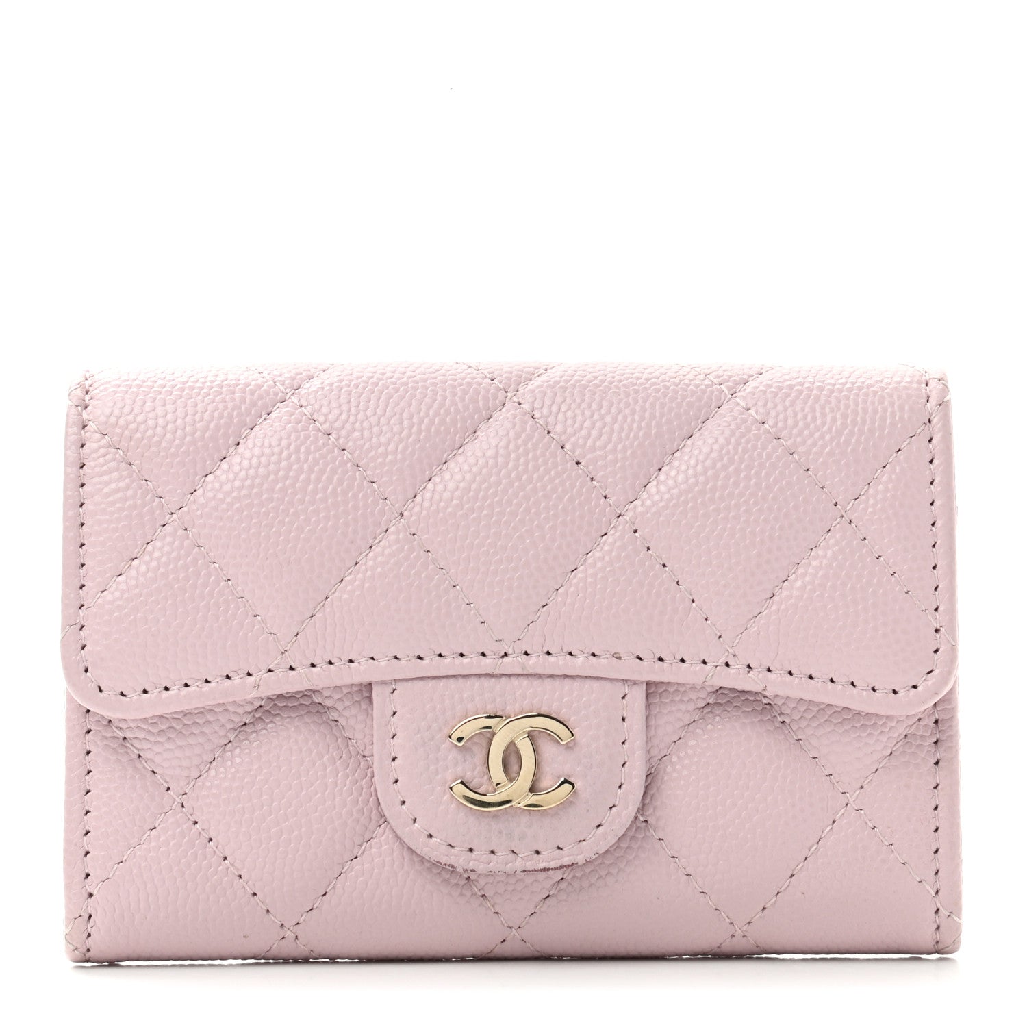 Chanel Caviar Quilted Flap Card Holder Wallet Light Pink 1 of 8