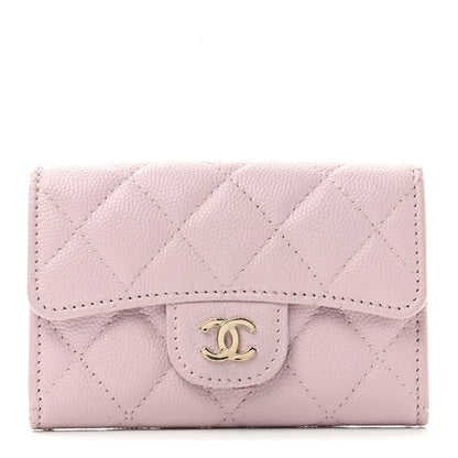 Chanel Caviar Quilted Flap Card Holder Wallet Light Pink 1 of 8