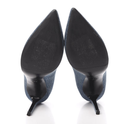 Saint Laurent Denim Classic Paris Escarpin V 105 Skinny Pumps 37.5 Light Blue 5 of 9
