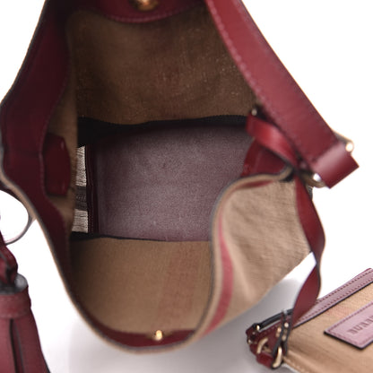 Burberry Canvas Mega Check Mini Ashby Tassel Crossbody Burgundy Red 6 of 15
