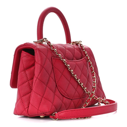 Chanel Caviar Quilted Mini Coco Handle Flap Dark Pink 3 of 11
