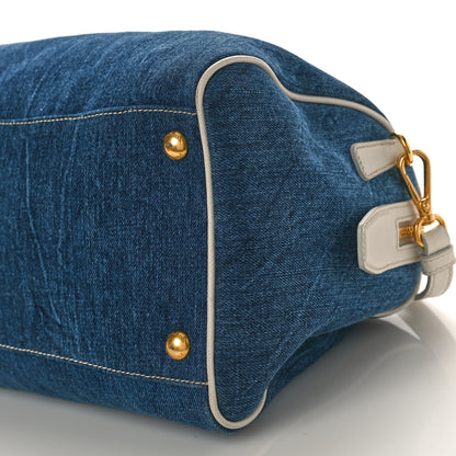 Prada Denim Saffiano Bauletto Blue 8 of 8