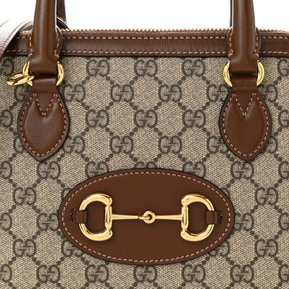 Gucci GG Supreme Monogram Azalea Calfskin Small Horsebit 1955 Top Handle Bag Beige Ebony Brown Sugar 15 of 19