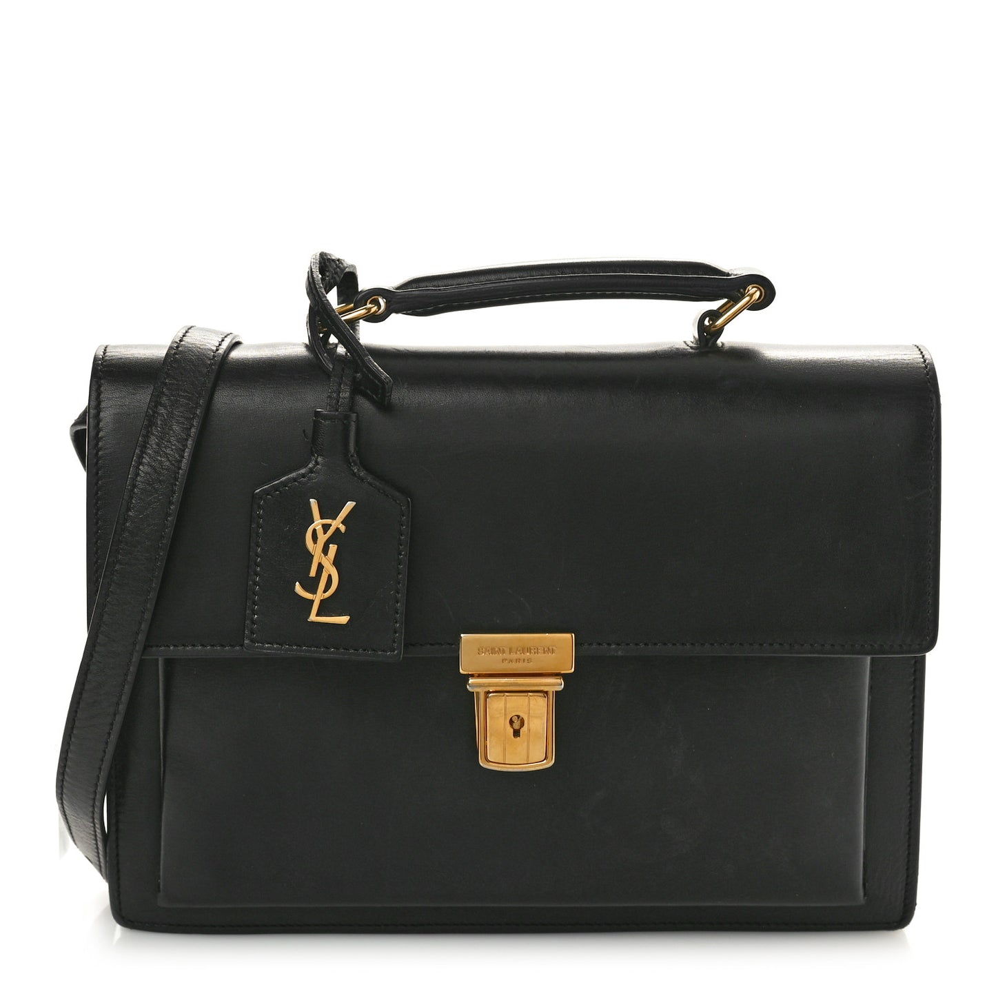 Smooth Calfskin Medium High School Satchel Black