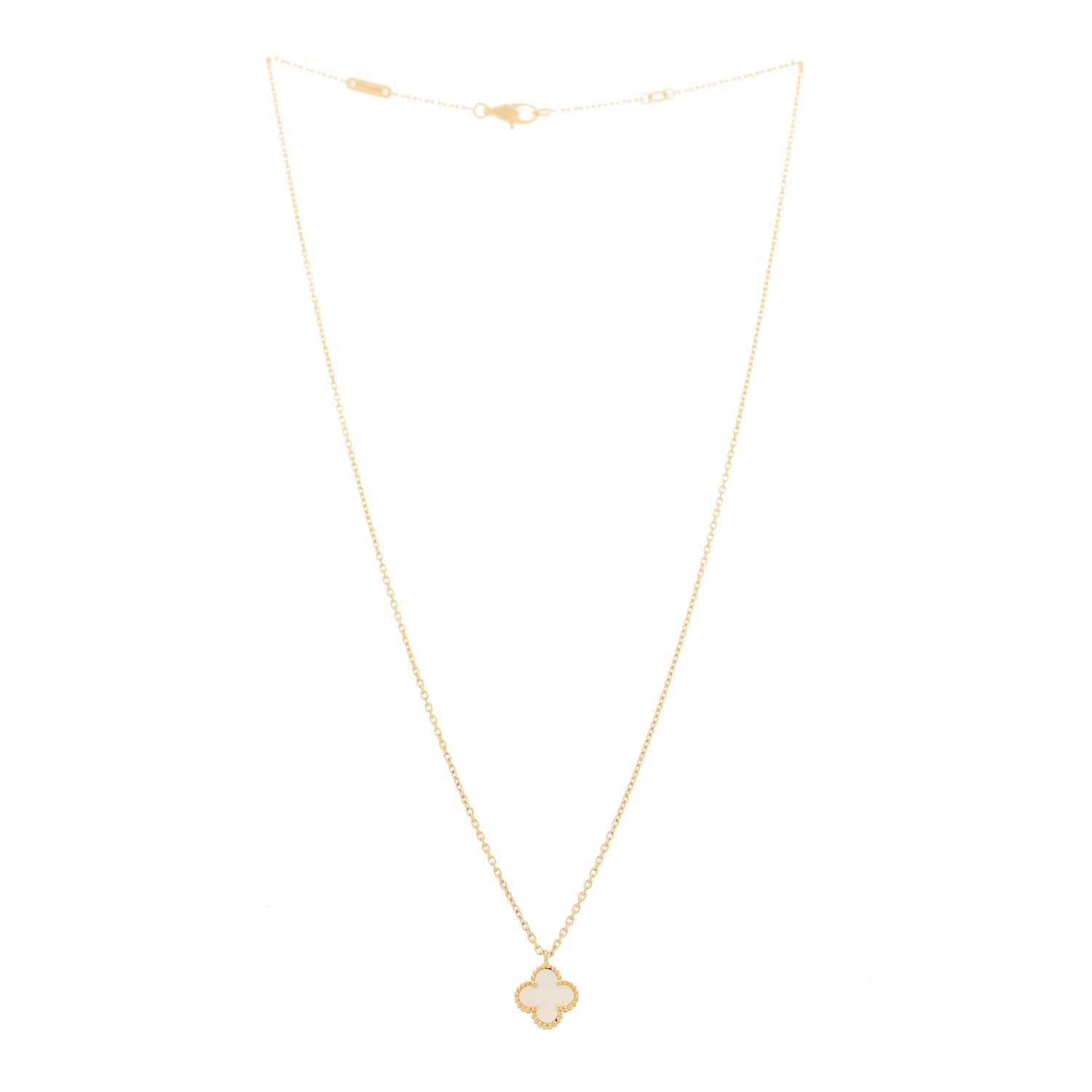 Van Cleef & Arpels 18K Yellow Gold Mother of Pearl Sweet Alhambra Pendant Necklace 3 of 5