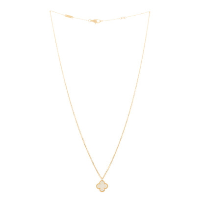 Van Cleef & Arpels 18K Yellow Gold Mother of Pearl Sweet Alhambra Pendant Necklace 3 of 5