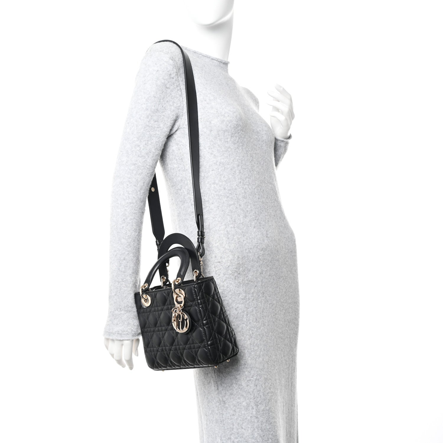 Christian Dior Lambskin Cannage Small My ABCDior Lady Dior Black 2 of 12