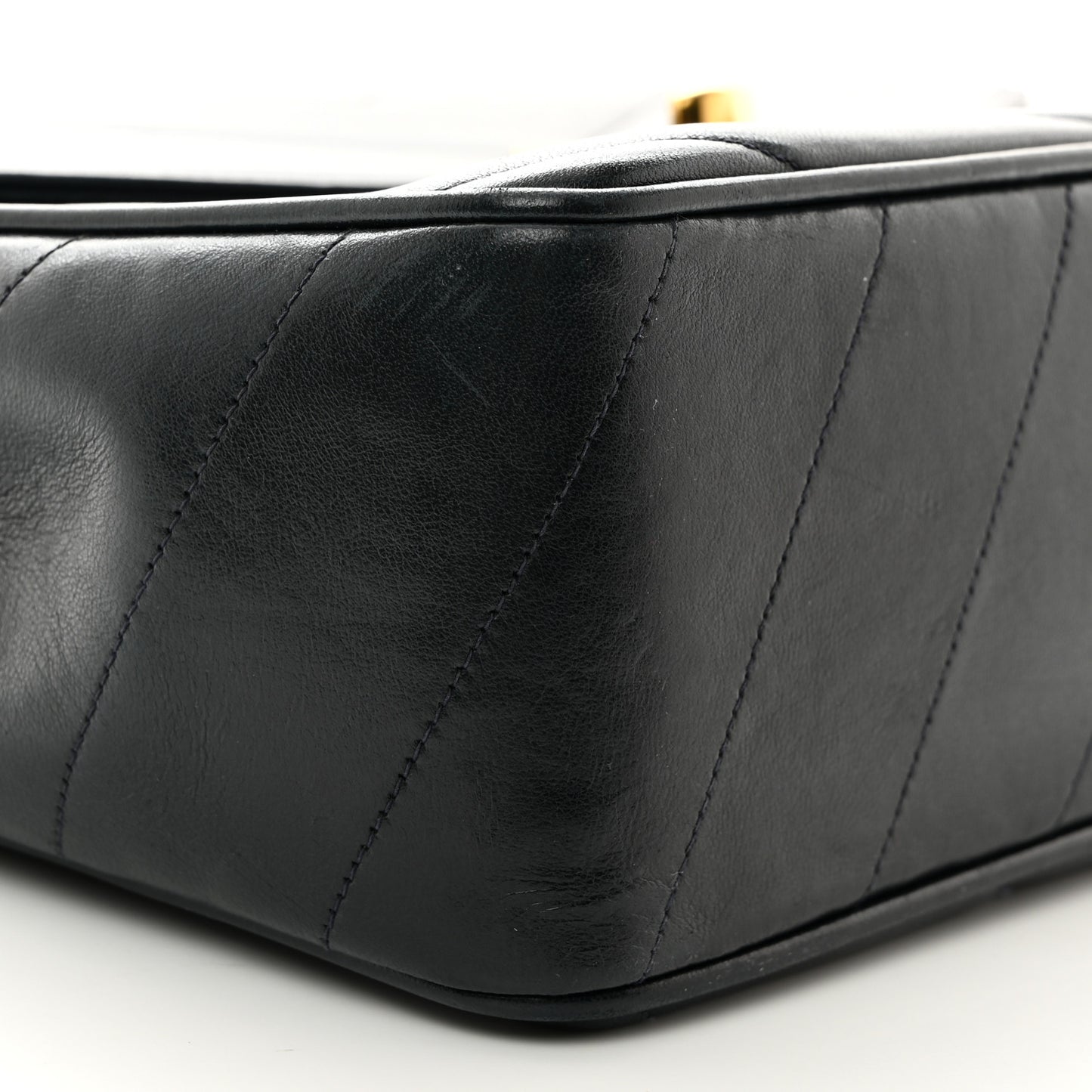 Lambskin Chevron Quilted Jumbo Single Flap Navy