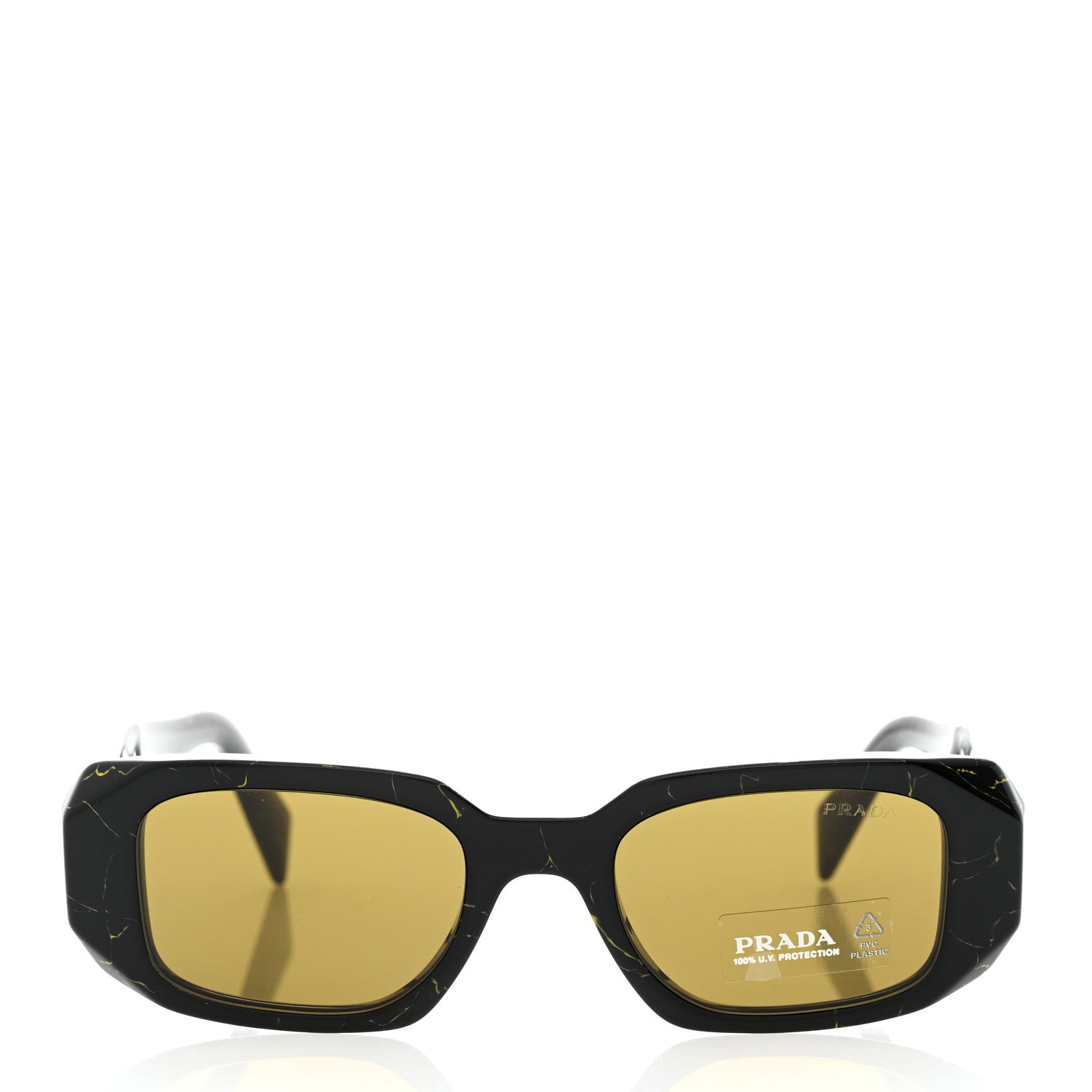 Prada Acetate Symbole Marbled Sunglasses SPR 17W Black Yellow 2 of 8