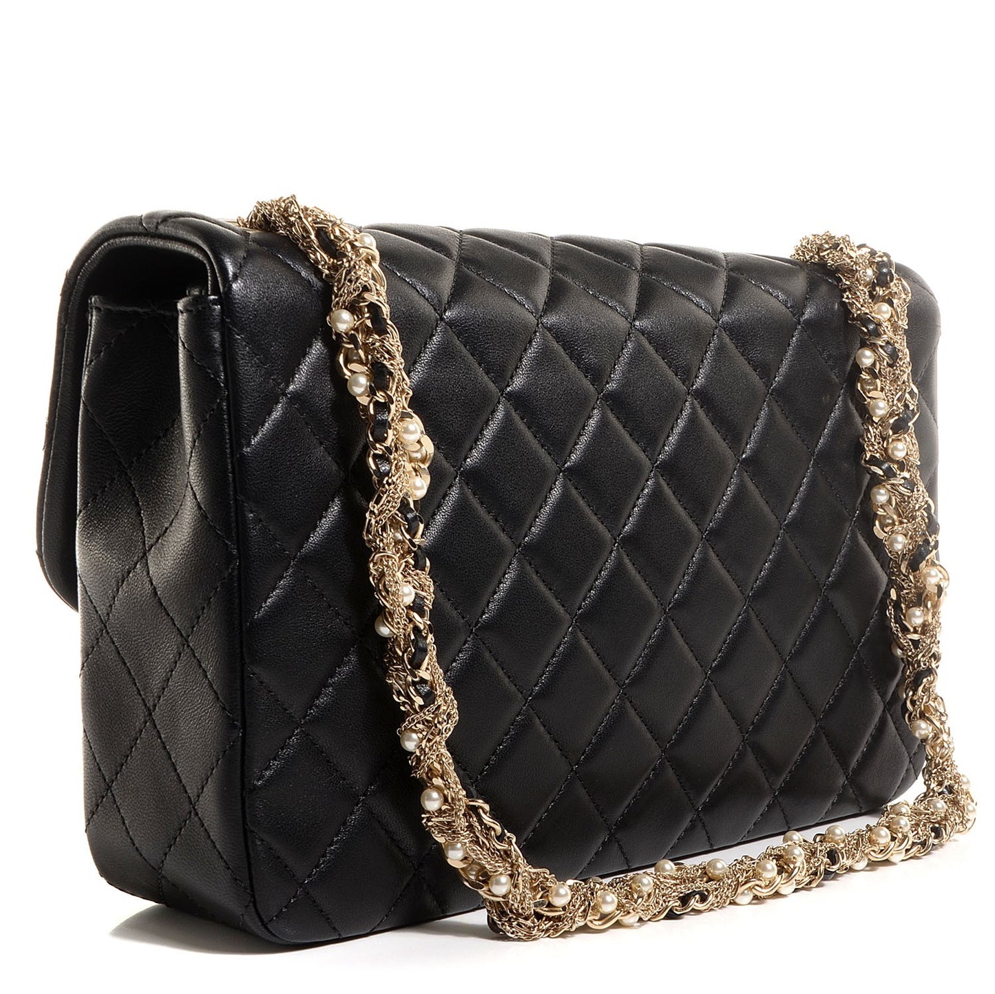 Lambskin Medium Westminster Pearl Flap Black