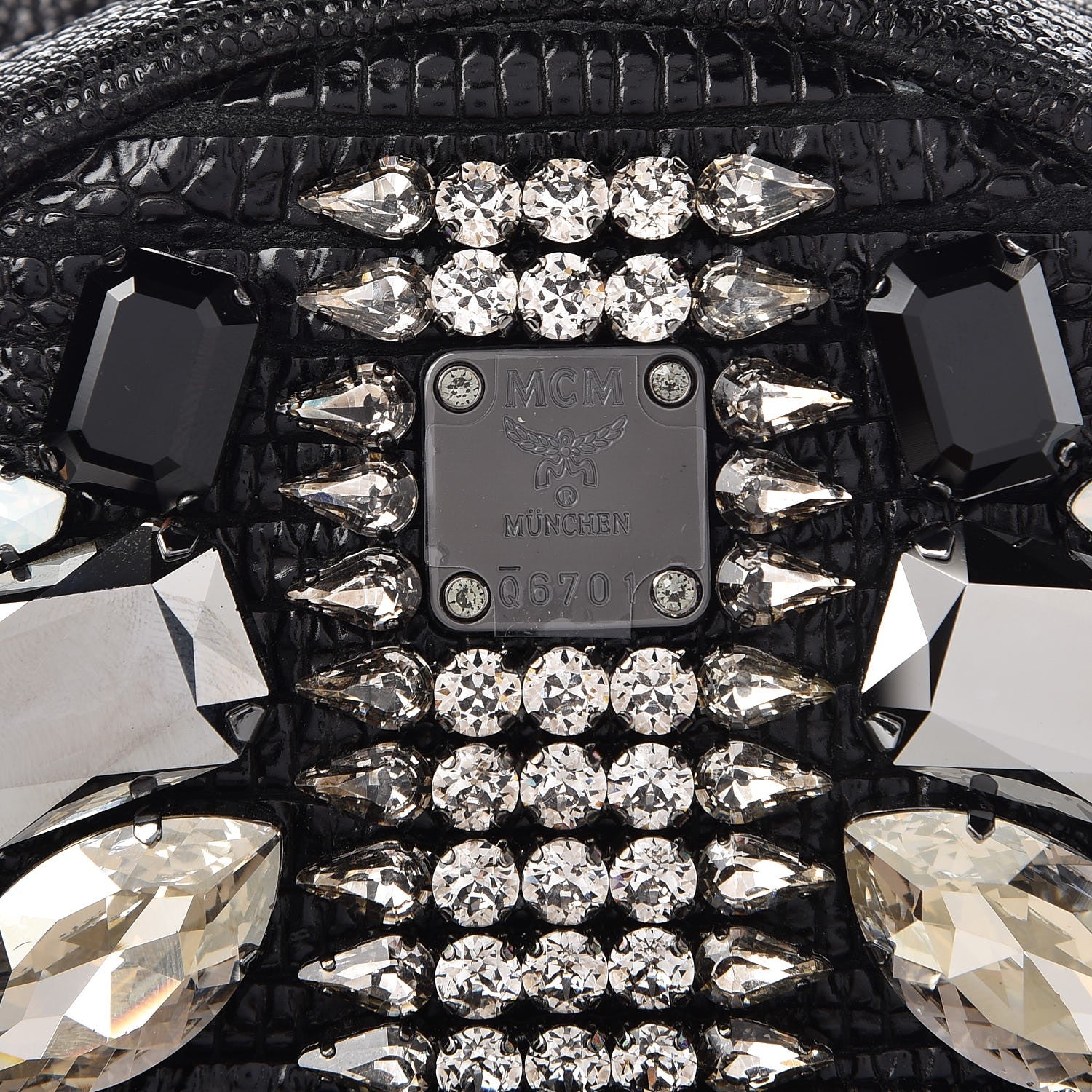 MCM Crocodile Swarovski Crystal Mini Bebe Boo Backpack Black 6 of 10