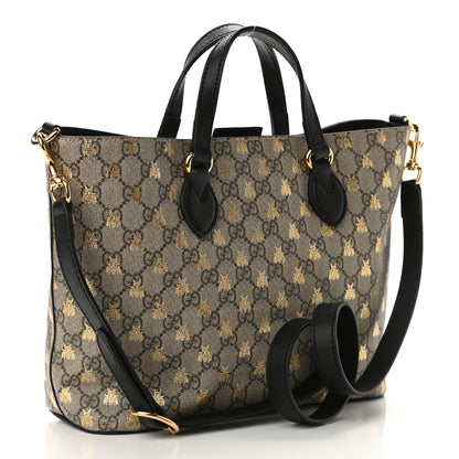Gucci Soft GG Supreme Monogram Bees Small Crossbody Tote Beige Oro Black 2 of 9