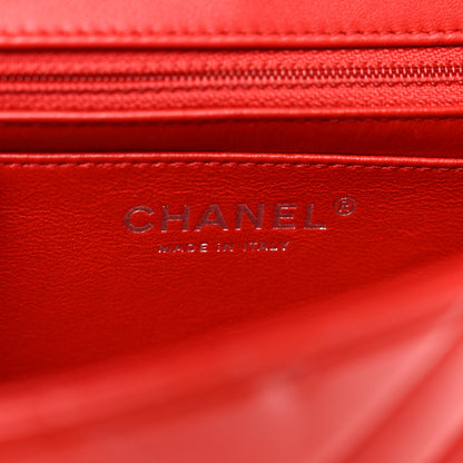 Chanel Patent Calfskin Chevron Quilted Mini Rectangular Flap Red 7 of 11