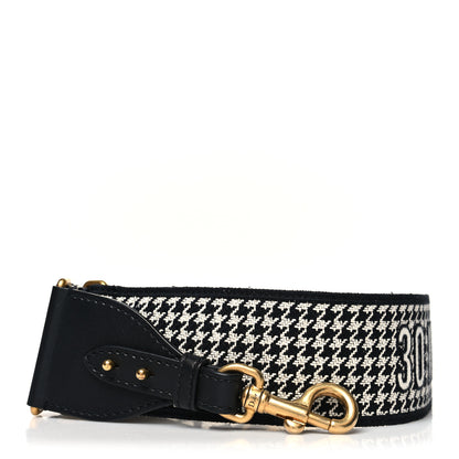 Christian Dior Canvas Houndstooth Embroidered 30 Montaigne Shoulder Strap Black White 1 of 4