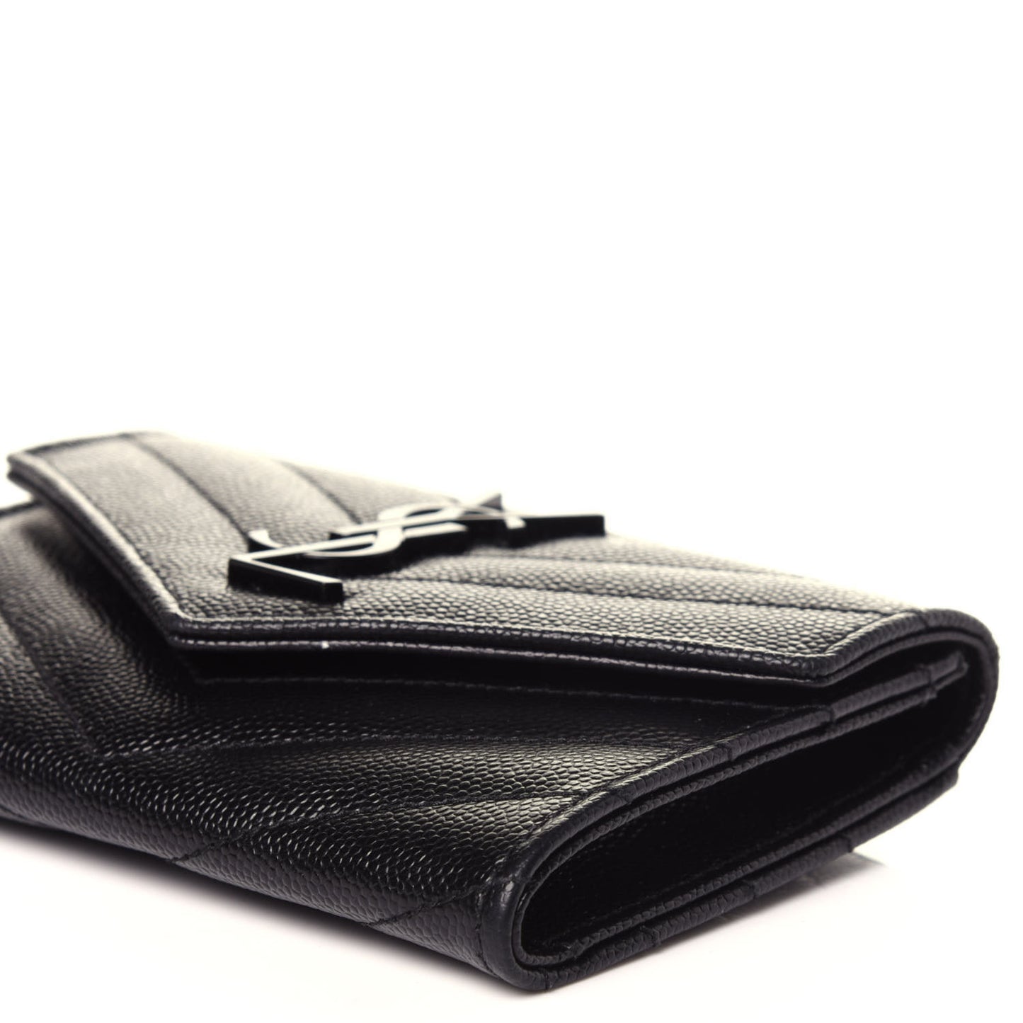 Grain De Poudre Matelasse Chevron Small Monogram Envelope Wallet Black