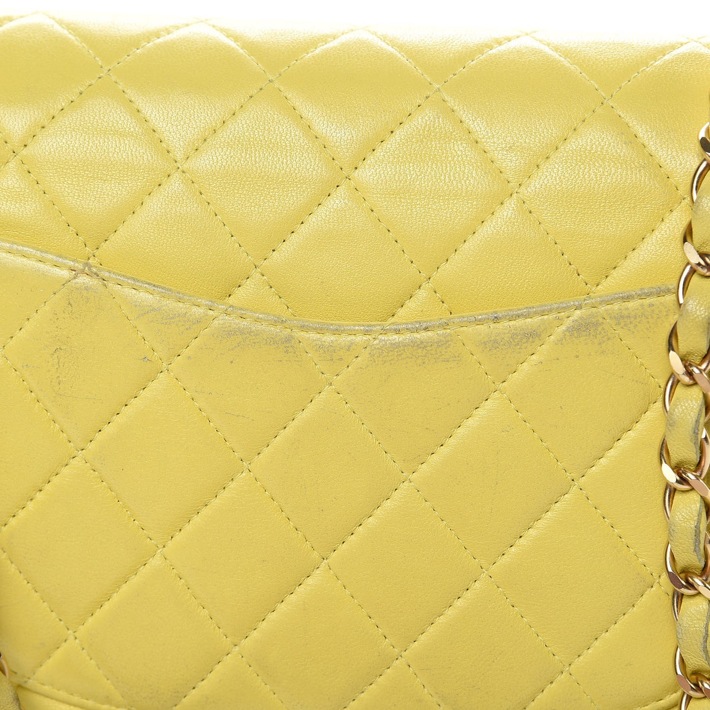 Lambskin Quilted Medium Double Flap Yellow