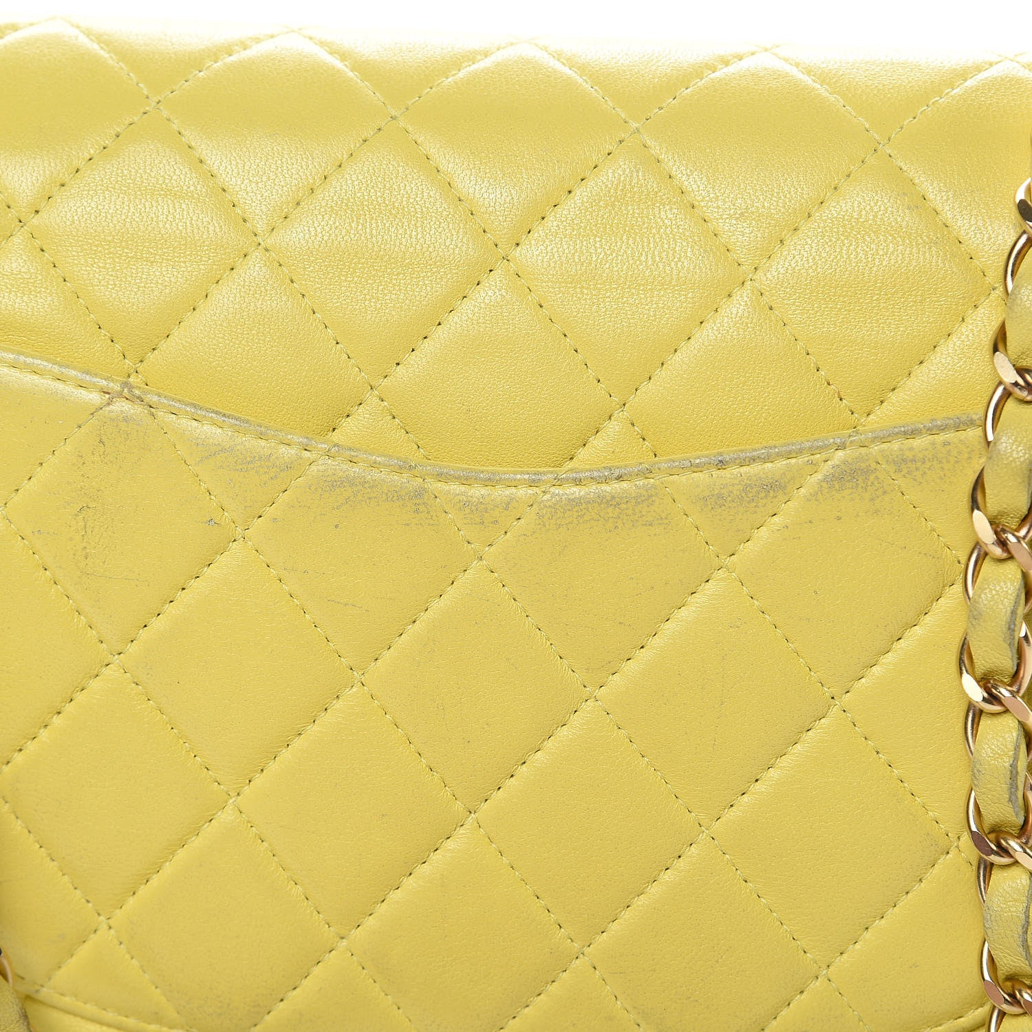 Chanel Lambskin Quilted Medium Double Flap Yellow 17 of 24
