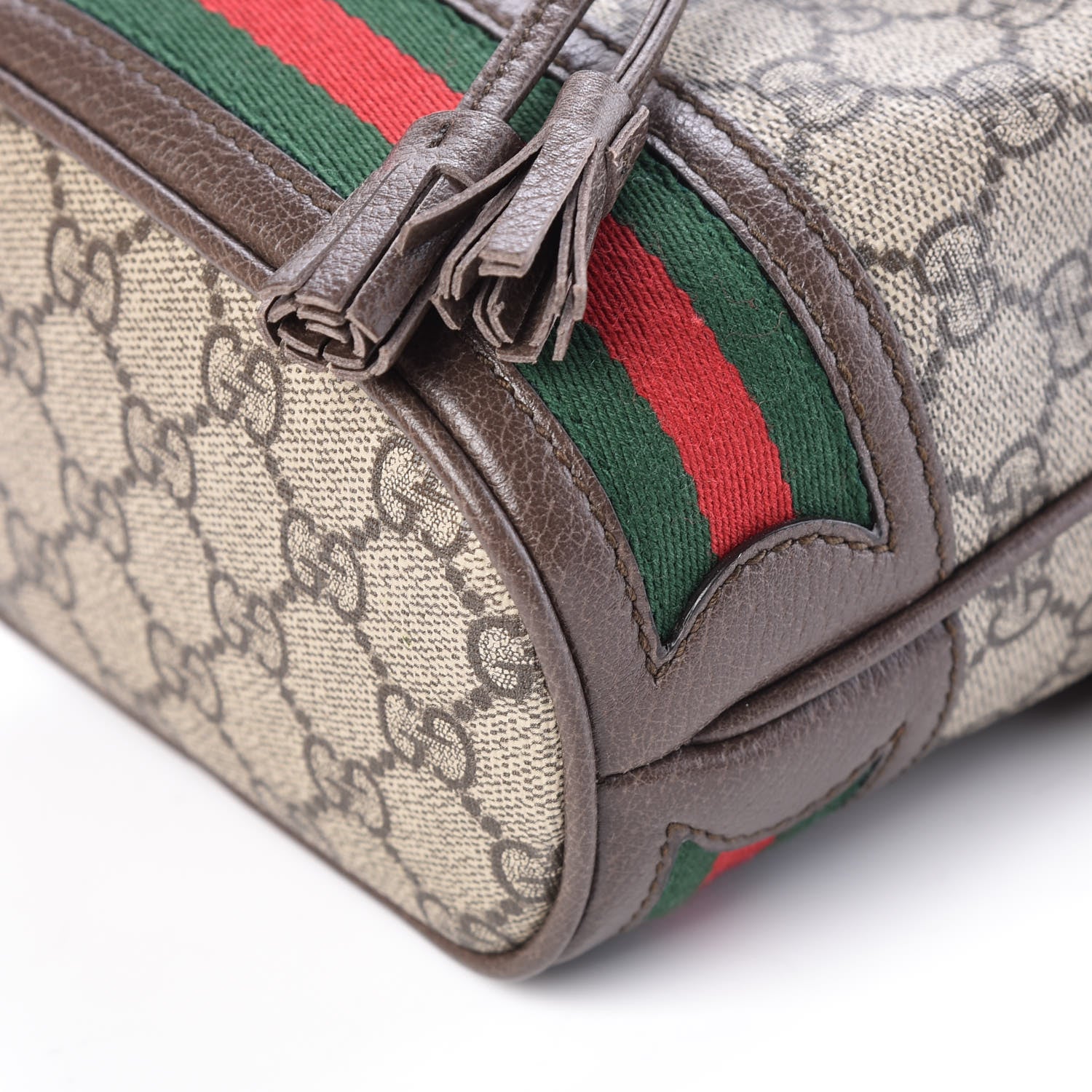 Gucci GG Supreme Monogram Web Mini Ophidia Bucket Bag Brown 9 of 9
