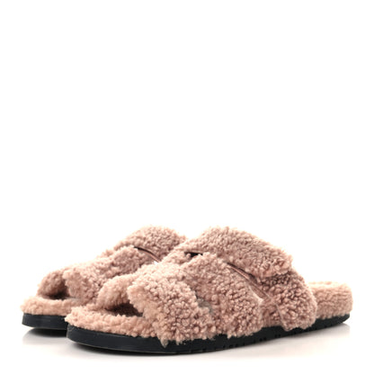 Hermes Woolskin Womens Chypre Sandals 40 Bois De Santal 4 of 9