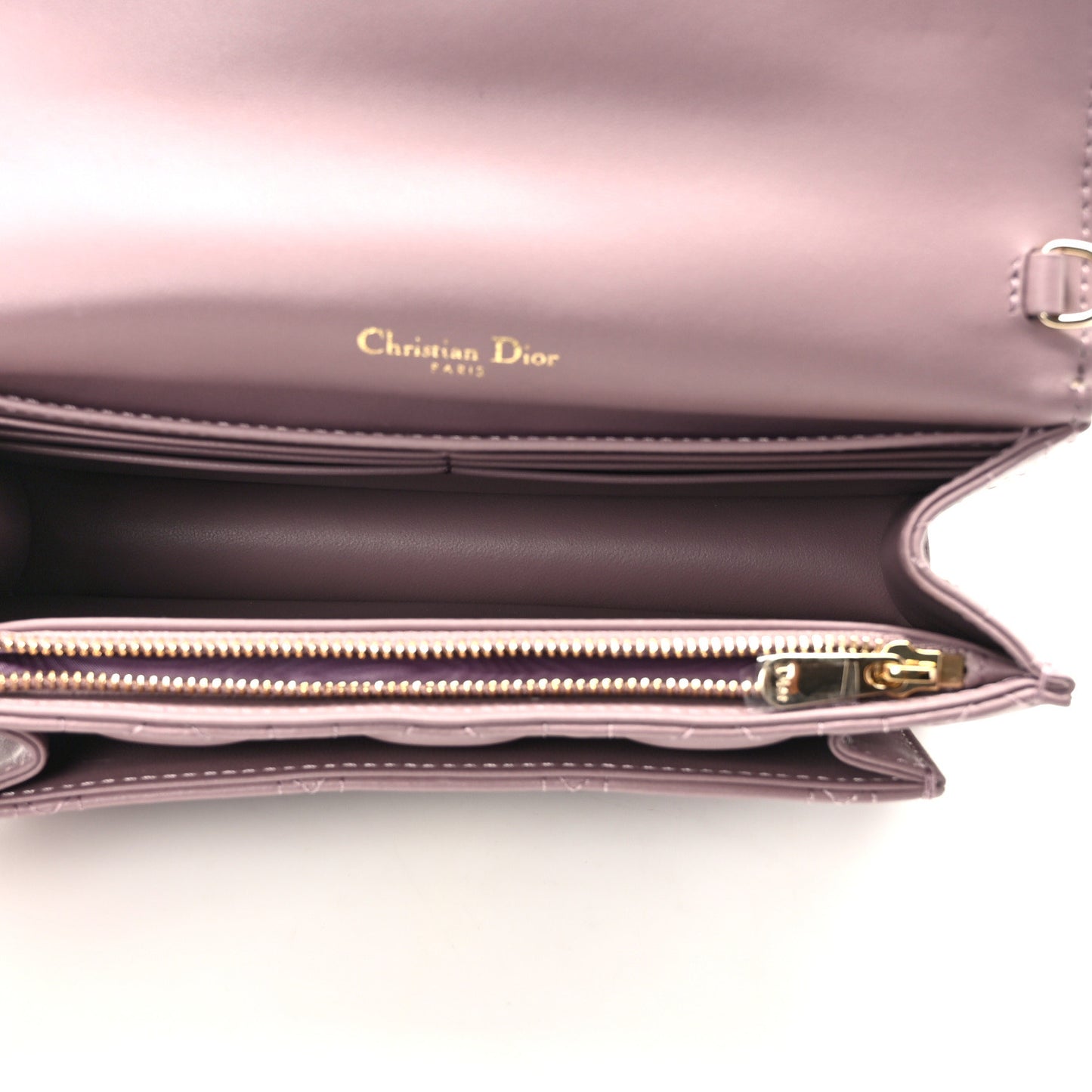 Lambskin Cannage Lady Dior Chain Pouch Purple