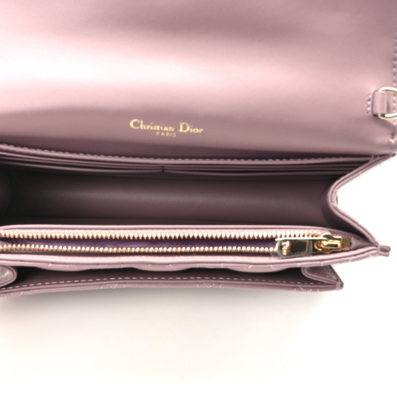 Christian Dior Lambskin Cannage Lady Dior Chain Pouch Purple 5 of 14