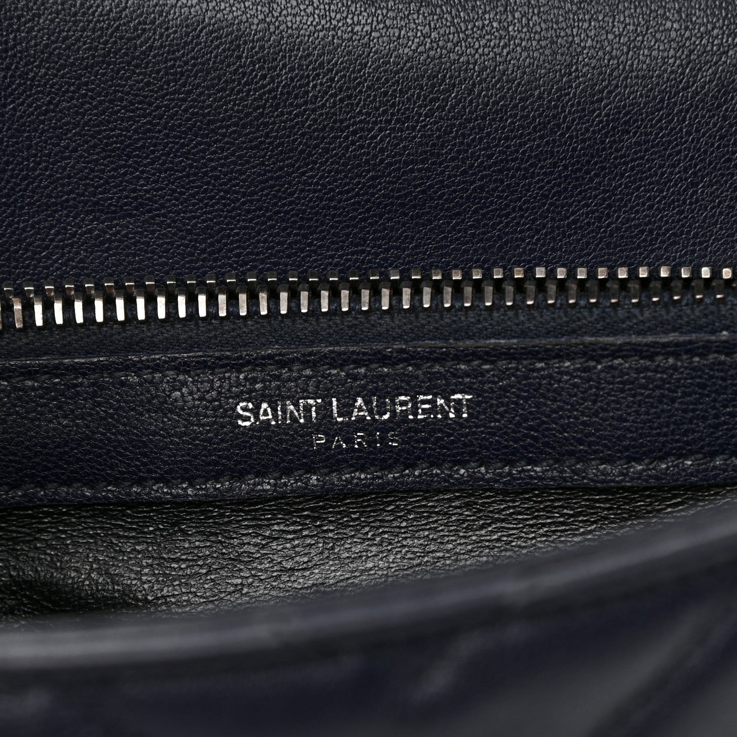 Saint Laurent Sheepskin Matelasse Chevron Monogram Medium College Bag Deep Marine 6 of 9