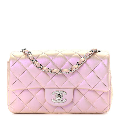 Chanel Iridescent Calfskin Quilted Mini Rectangular Flap Pink 1 of 10