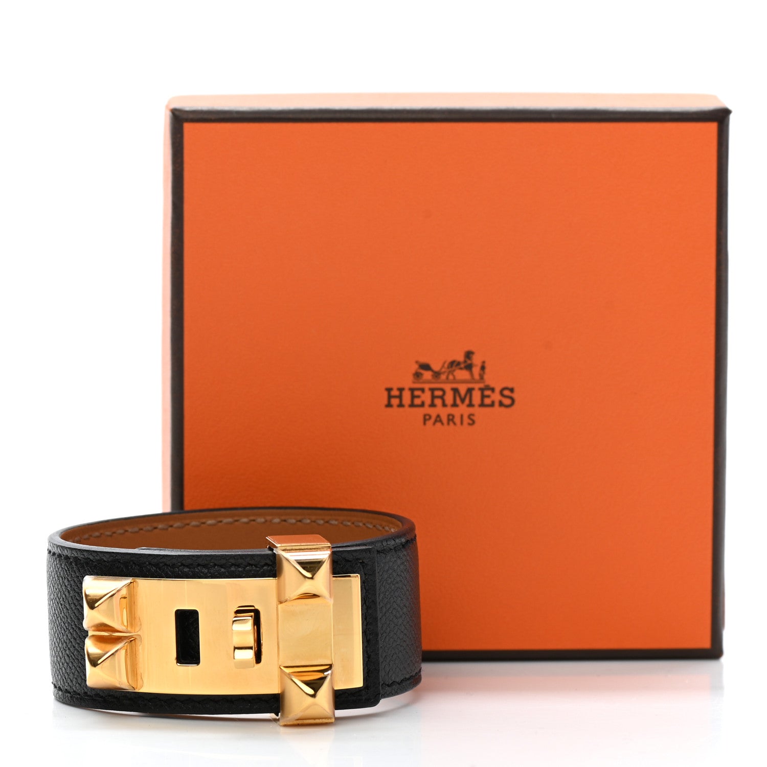 Hermes Madame Calfskin Collier de Chien 24 Bracelet T1 Black 9 of 9