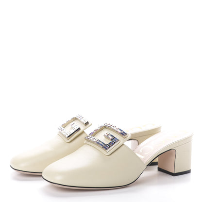 Gucci Malaga Kid Crystal Square G Madelyn Mules 39.5 Vintage White 3 of 7